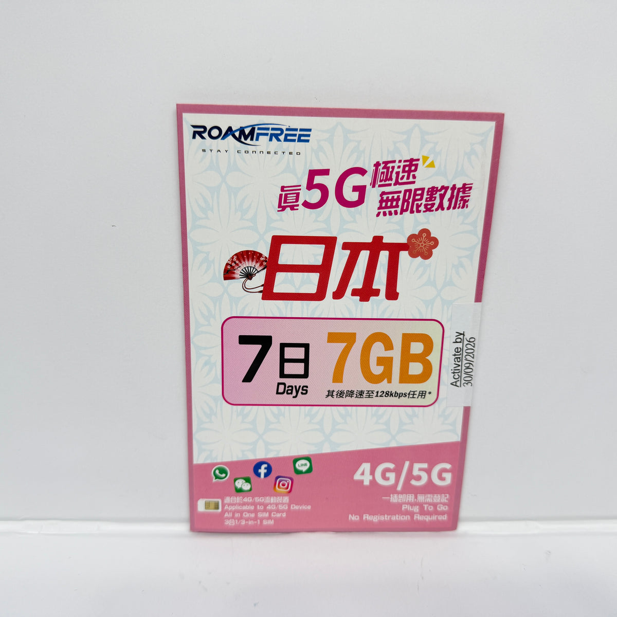 Roamfree X 3HK 日本無限數據儲值卡包裝背面