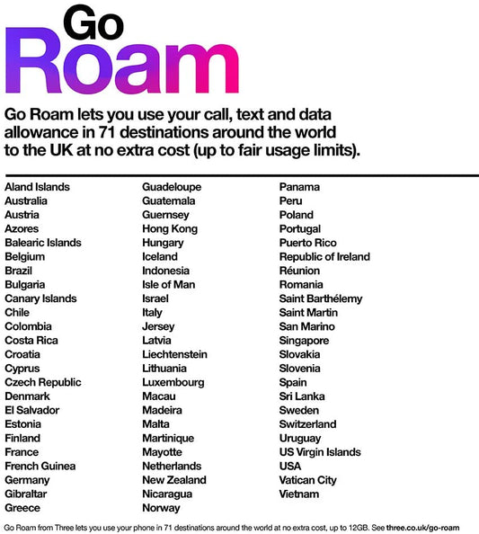 3UK 英國30天75GB漫遊數據儲值卡
