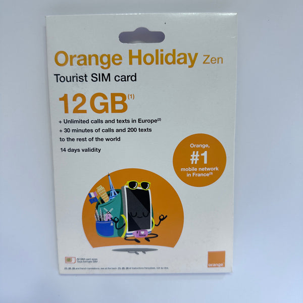 Orange Telecom - Holiday Zen 歐洲卡【12GB / 14日】漫遊數據儲值卡  ｜法國號碼30分鐘通話＋12GB數據