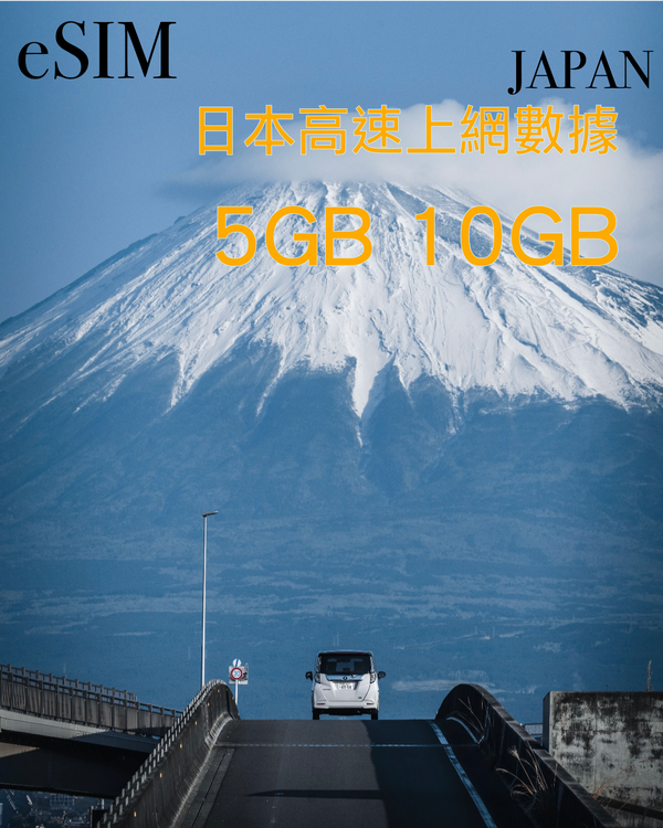 日本 eSIM｜5GB／10GB｜3–30日純數據套餐